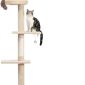 5-Tier Cat Tower Adjustable Tall Cat Climbing Tree with Scratching Post - Beige Plush