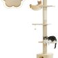 5-Tier Cat Tower Adjustable Tall Cat Climbing Tree with Scratching Post - Flower Beige