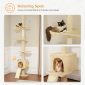 5-Tier Cat Tower Adjustable Tall Cat Climbing Tree with Scratching Post - Flower Beige Relaxing Spots