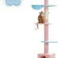 5-Tier Cat Tower Adjustable Tall Cat Climbing Tree with Scratching Post - Flower Blue