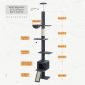 5-Tier Cat Tower Adjustable Tall Cat Climbing Tree with Scratching Post - Flower Dark Grey Dimensions