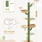 5-Tier Cat Tower Adjustable Tall Cat Climbing Tree with Scratching Post - Plush Green Dimensions