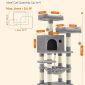 Cat Tree Multi-Level Cat Tower for Indoor Cats with Scratching Posts - Light Gray Dimensions