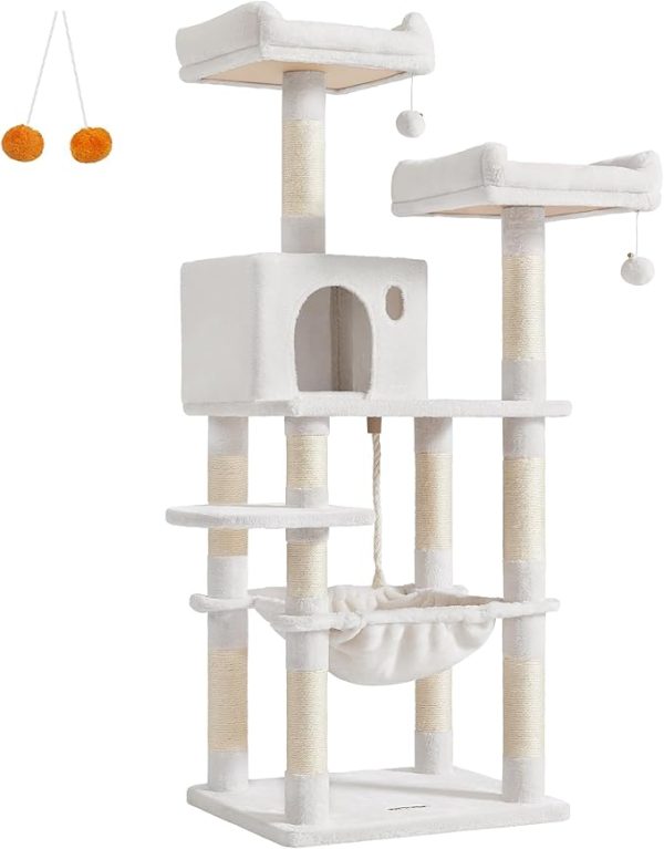 Cat Tree Multi-Level Cat Tower for Indoor Cats with Scratching Posts - Cream White