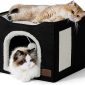 Foldable Cat Hideaway Bedsure Cat Beds for Indoor Cats - Black Single
