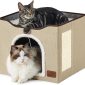Foldable Cat Hideaway Bedsure Cat Beds for Indoor Cats - Brown