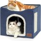 Foldable Cat Hideaway Bedsure Cat Beds for Indoor Cats - Single Blue
