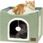 Foldable Cat Hideaway Bedsure Cat Beds for Indoor Cats - Single Green