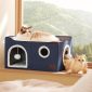 Foldable Cat Hideaway Bedsure Cat Beds for Indoor Cats - Widen Blue actual image