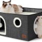 Foldable Cat Hideaway Bedsure Cat Beds for Indoor Cats - Widen Dark Grey