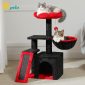 Small Cat Tower Cat Condo with Black Sisal Scratching Ramp