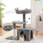 Small Cat Tower Cat Condo with Sisal Scratching Ramp
