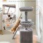 Small Cat Tower Cat Condo with Sisal Scratching Ramp Anti Slip Light Grey